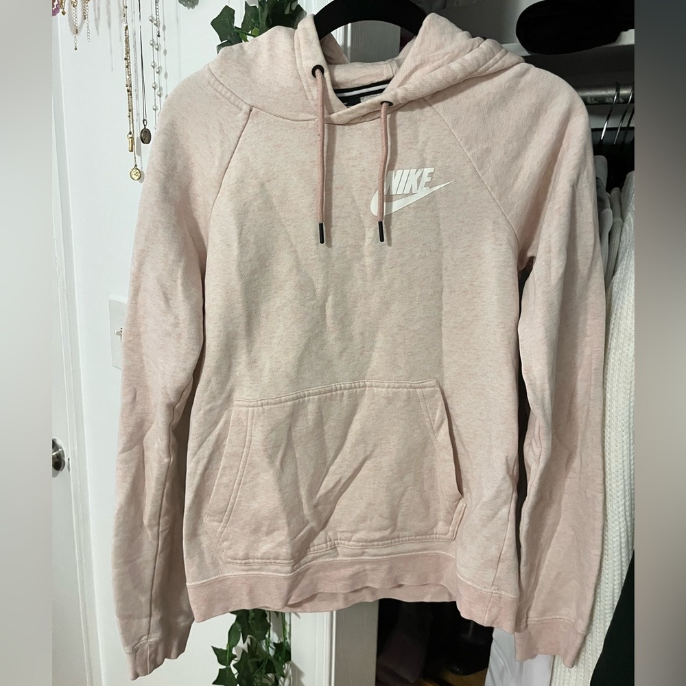 Nike Women's Sportswear Essential Fleece Pullover Hoodie (Pink Oxford/White)